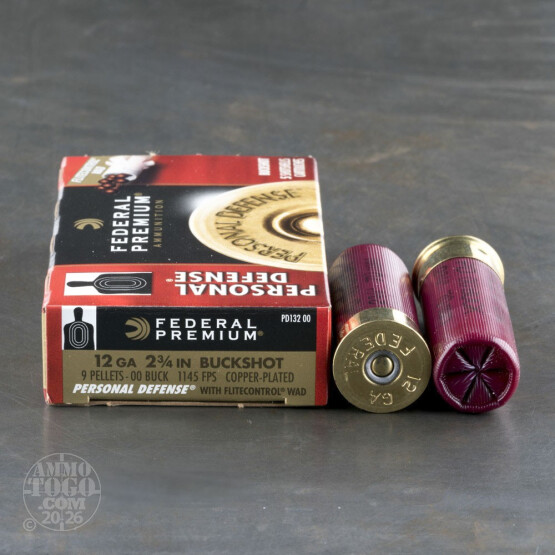 5rds – 12 gauge Federal w/ FliteControl Wad 2-3/4" 00 Buck 9 Pellets Ammo