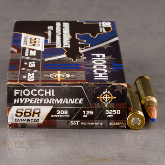 20rds – 308 Win Fiocchi Hyperformance SBR Enhanced 125gr. SST Ammo