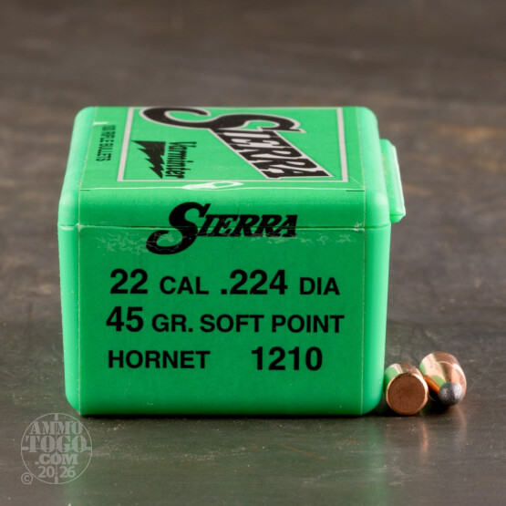 100pcs - 22 Cal .224" Dia Sierra Varminter 45gr. JSP Bullets