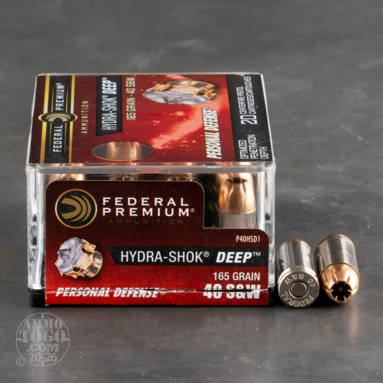 20rds – 40 S&W Federal Hydra-Shok Deep 165gr. JHP Ammo