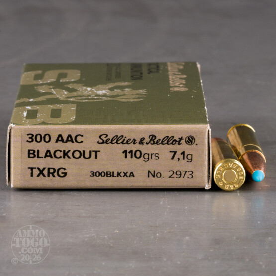 20rds – 300 AAC Blackout Sellier & Bellot 110gr. eXergy Blue Ammo