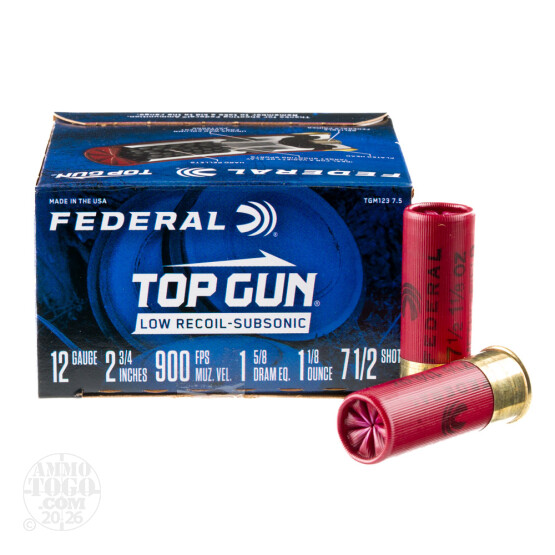 250rds – 12 Gauge Federal Top Gun Subsonic 2-3/4" 1-1/8oz. #7.5 Shot Ammo