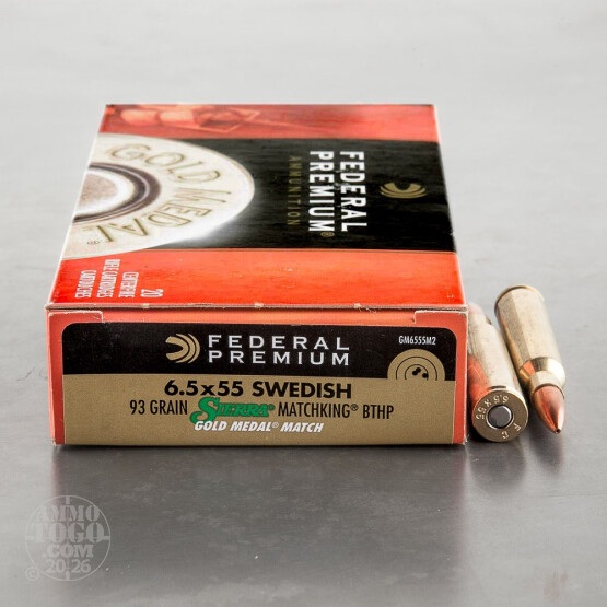 20rds - 6.5 x 55 Federal Gold Medal 93gr. Sierra Matchking BTHP Ammo