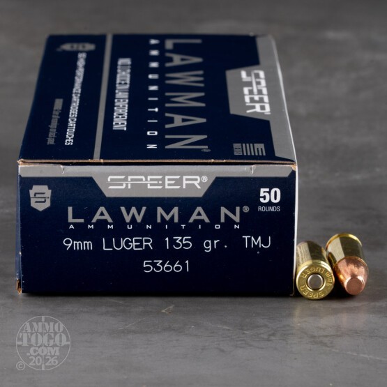 50rds – 9mm Speer Lawman 135gr. TMJ Ammo