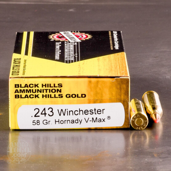 20rds - 243 Win. Black Hills Gold 58gr. V-Max Polymer Tip Ammo