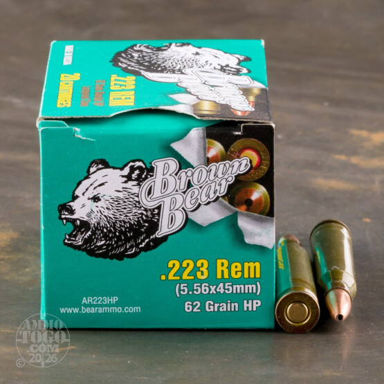 20rds - 223 Rem Brown Bear 62gr. HP Ammo