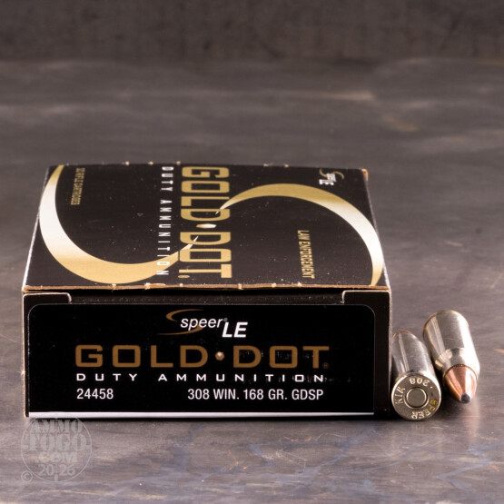 500rds – 308 Win Speer Gold Dot 168gr. Bonded SP Ammo