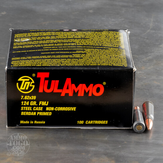 100rds – 7.62x39 Tula 124gr. FMJ Ammo 