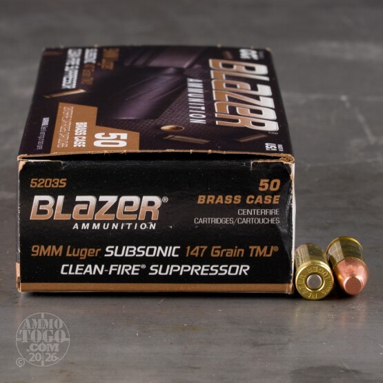 500rds – 9mm Blazer Brass Clean-Fire Suppressor 147gr. TMJ FN Ammo
