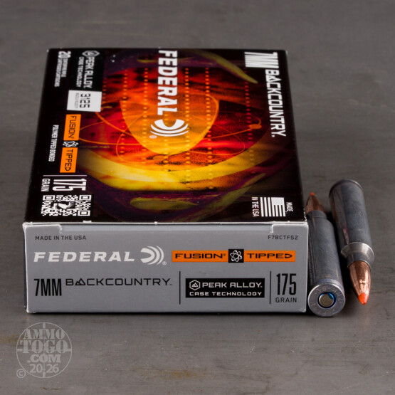20rds – 7mm Backcountry Federal Fusion Tipped 175gr. Bonded Polymer Tip Ammo