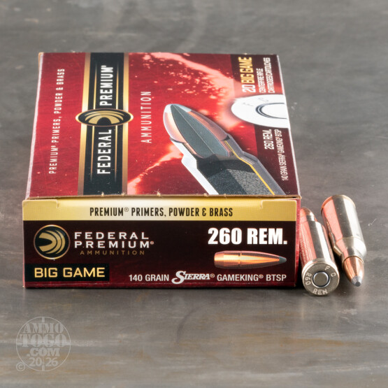 20rds - 260 Rem. Federal Vital-Shok 140gr. Sierra GameKing BTSP Ammo