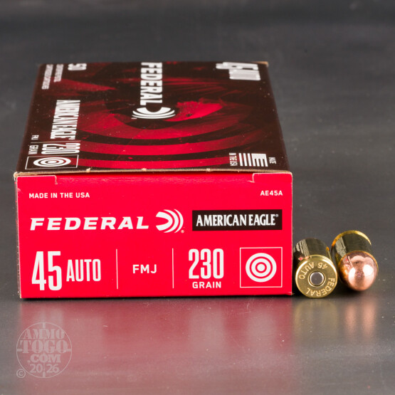 50rds - 45 ACP Federal American Eagle 230gr. FMJ Ammo