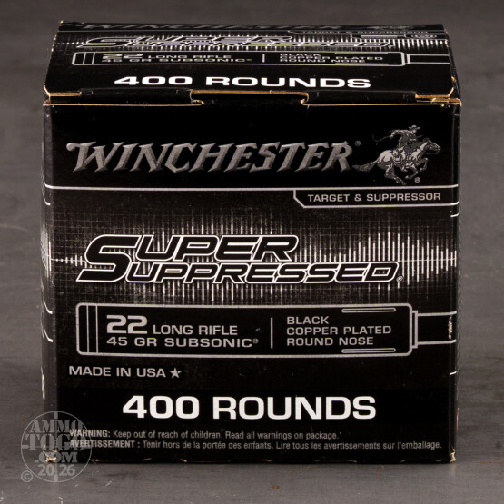 400rds – 22 LR Winchester Super Suppressed 45gr. CPRN Ammo