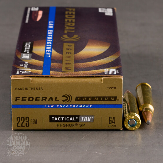 500rds – 223 Rem Federal LE Tactical TRU 64gr. SP Ammo