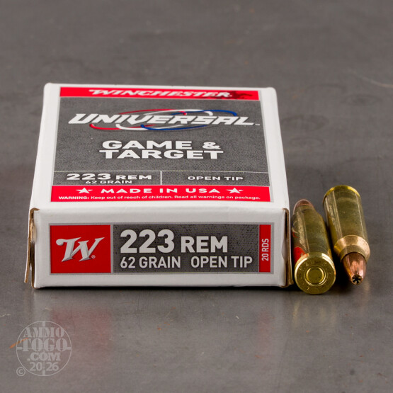 20rds – 223 Rem Winchester Universal Game & Target 62gr. Open Tip Ammo