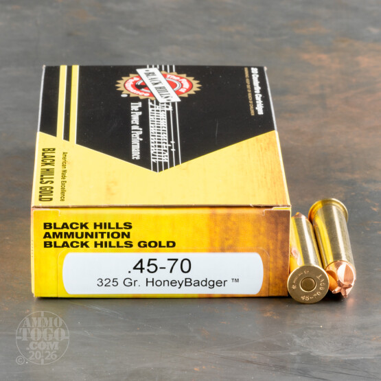 20rds – 45-70 Govt. Black Hills Gold 325gr. HoneyBadger Ammo