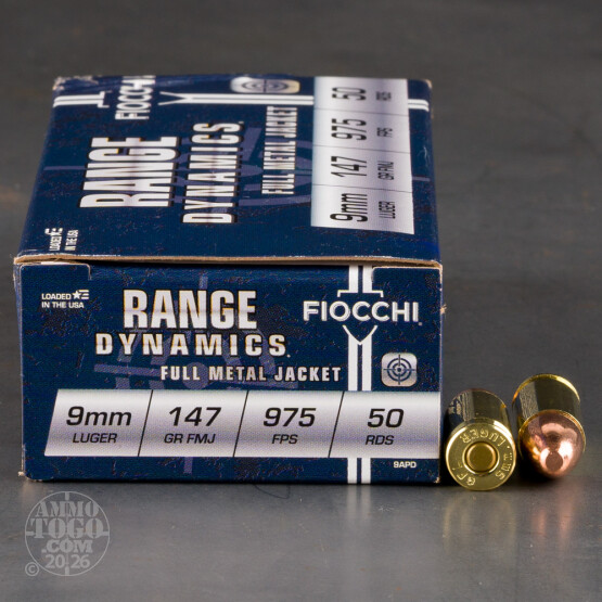 50rds - 9mm Fiocchi 147gr. FMJ Ammo