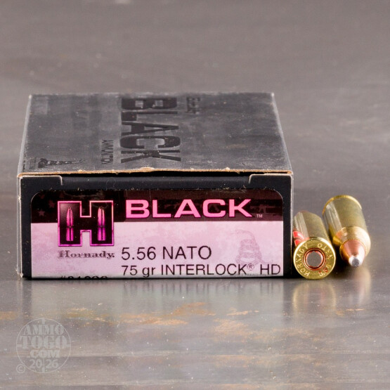 200rds – 5.56x45 Hornady BLACK 75gr. InterLock HD SBR Ammo