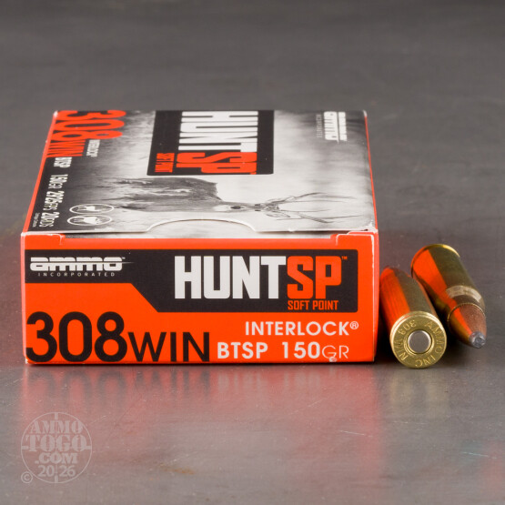 20rds – 308 Win Ammo Inc. Hunt 150gr. SPBT Ammo
