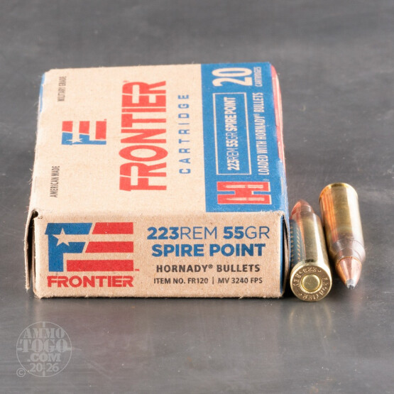 20rds – 223 Rem Hornady Frontier 55gr. SP Ammo