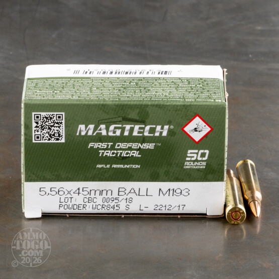 50rds – 5.56x45 Magtech 55gr. FMJ M193 Ammo