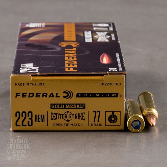 20rds – 223 Rem Federal Gold Medal CenterStrike 77gr. OTM Ammo