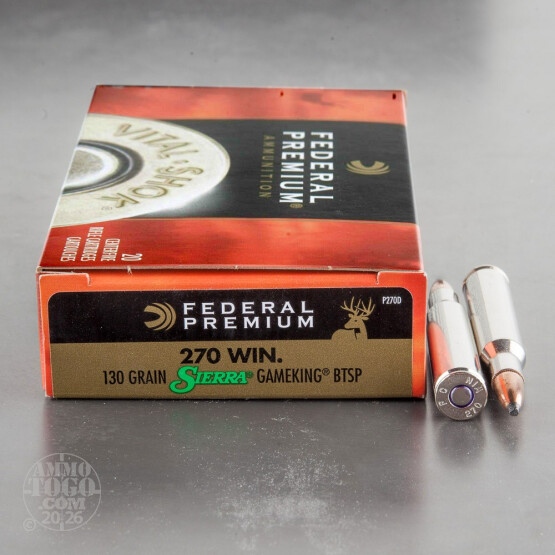20rds - 270 Federal Vital-Shok 130gr. Sierra BTSP Ammo