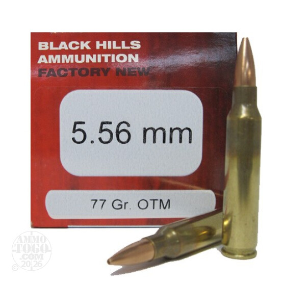 500rds - 5.56 Nato Black Hills (MK262 Mod 1) 77gr. (OTM) Sierra MatchKing BT Ammo