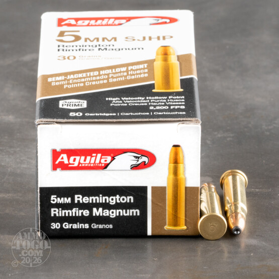 50rds – 5mm Rem Mag Aguila 30gr. SJHP Ammo