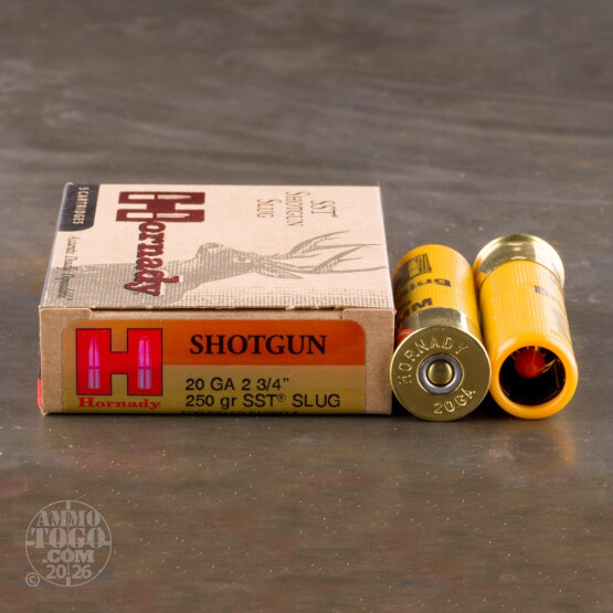 5rds - 20 Gauge Hornady 250gr. SST Sabot Slug Ammo