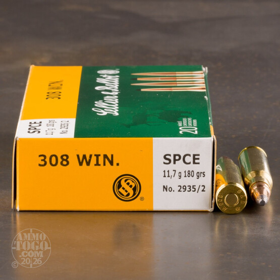 20rds – 308 Sellier & Bellot 180gr. SPCE Ammo
