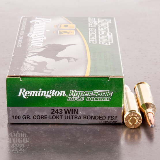 20rds - 243 Win Remington Hypersonic 100gr. Core-Lokt Ultra Bonded PSP Ammo