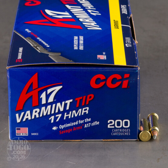 200rds – 17 HMR CCI A17 17gr. Varmint Tip Ammo