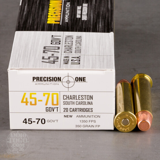 20rds – 45-70 Govt. Precision One 350gr. Flat Point Ammo