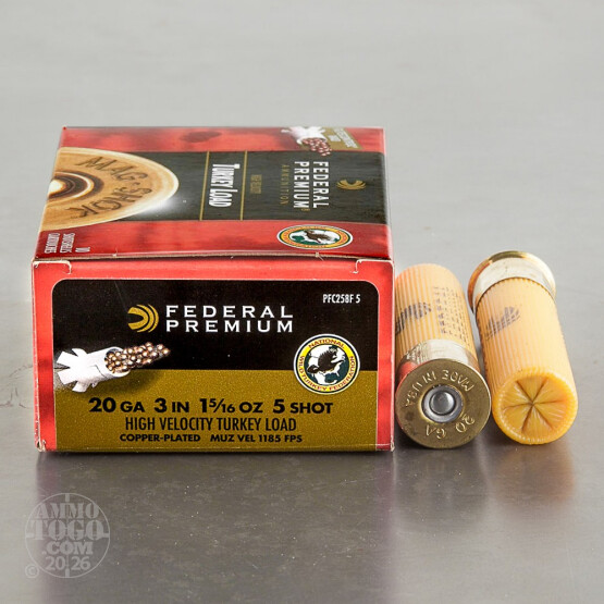 100rds - 20 Gauge Federal Mag-Shok 3" 1 5/16oz. #5 Turkey Load