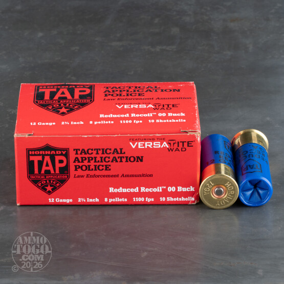 100rds – 12 Gauge Hornady LE TAP Low Recoil 2-3/4" 8 Pellet 00 Buckshot Ammo