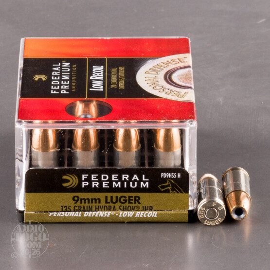 20rds - 9mm Federal 135gr. Hydra-Shok JHP Ammo