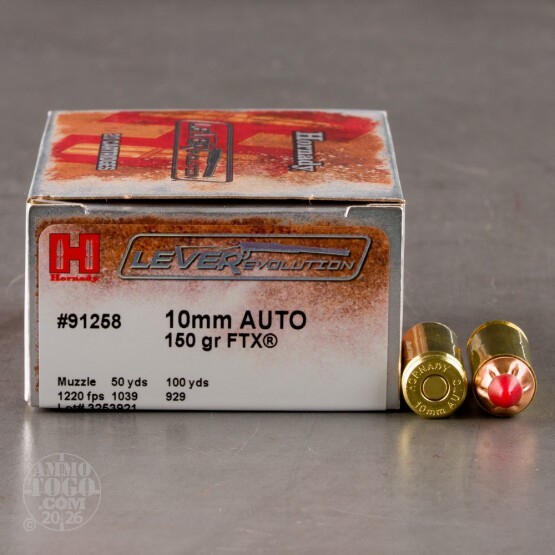 20rds – 10mm Hornady LEVERevolution 150gr. FTX Ammo