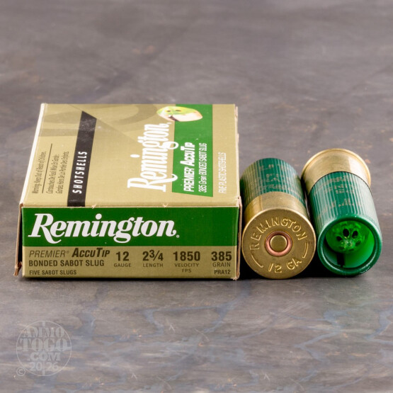 5rds - 12 Gauge Remington Premier Accutip 2 3/4" 385gr. Bonded Sabot Slug Ammo
