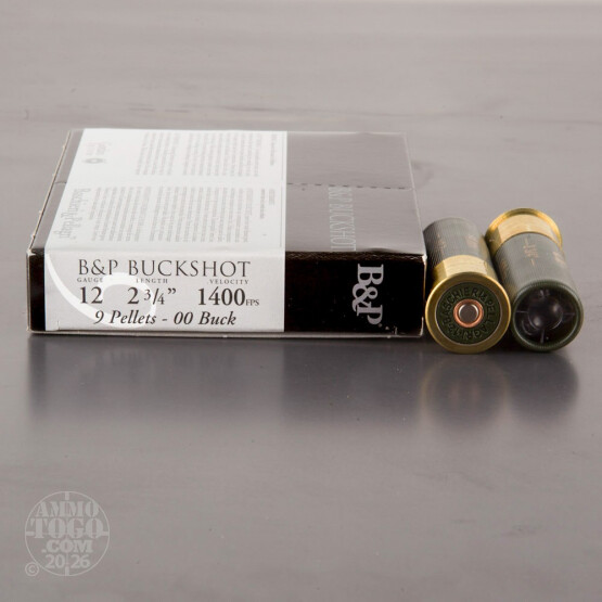 10rds - 12 Gauge Baschieri & Pellagri 2-3/4" 9 Pellet 00 Buck Ammo