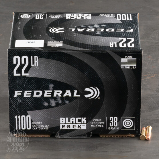 1100rds – 22 LR Federal Black Pack 38gr. CPHP Ammo