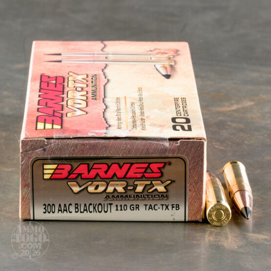 20rds – 300 AAC Blackout Barnes VOR-TX 110gr. TAC-TX FB Ammo