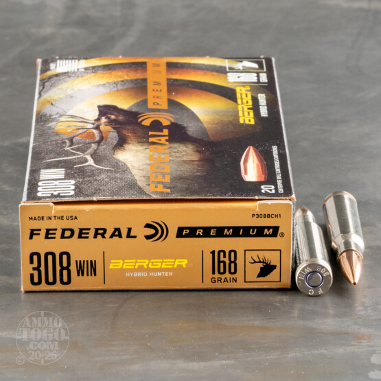 20rds – 308 Win Federal 168gr. Berger Hybrid Hunter Ammo
