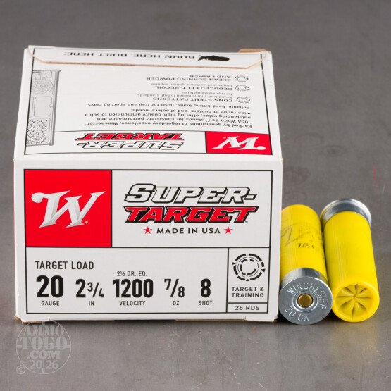 25rds - 20 Gauge Winchester Super Target 2-3/4" 7/8oz. #8 Shot