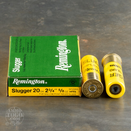 250rds – 20-Gauge Remington Slugger 2-3/4" 5/8oz. HP Rifled Slug Ammo