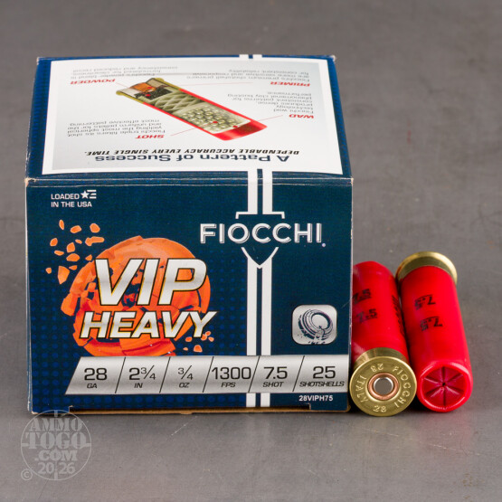250rds – 28 Gauge Fiocchi 2-3/4" 3/4oz. #7.5 Shot Ammo