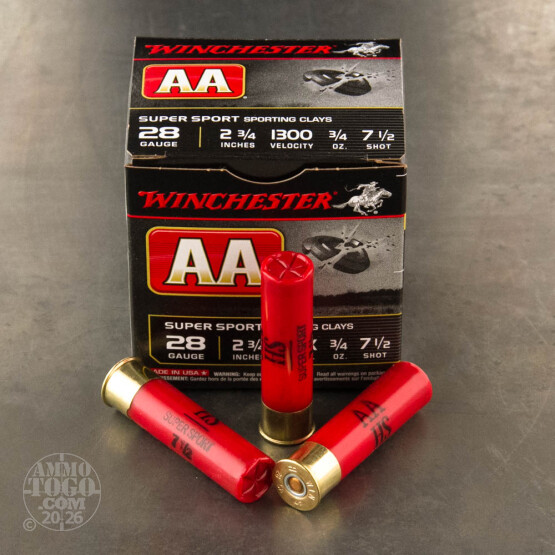 250rds – 28 Gauge Winchester AA 2-3/4" 3/4oz. #7.5 Shot Ammo