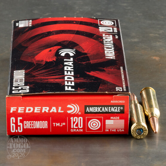 20rds – 6.5 Creedmoor Federal American Eagle 120gr. TMJ Ammo