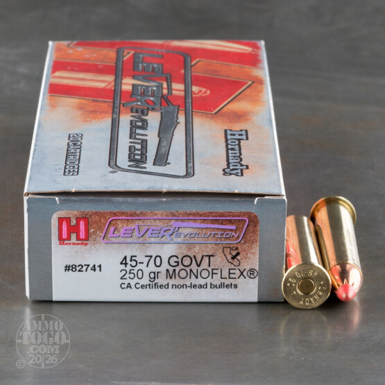 20rds – 45-70 Govt. Hornady LEVERevolution 250gr. MonoFlex Ammo
