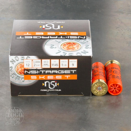 250rds - 12 Gauge NSI Skeet 2 3/4" 2 3/4 Dram 1 1/8oz. #9 Shot Ammo